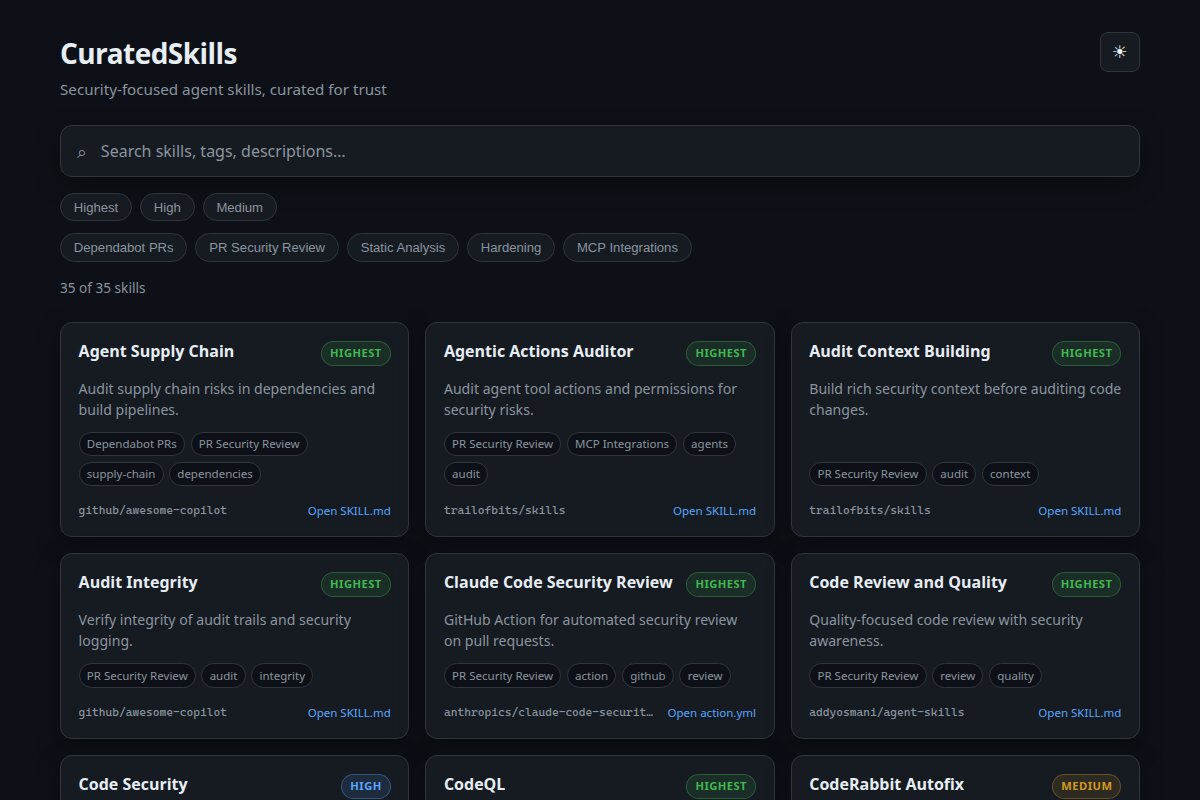 CuratedSkills search UI
